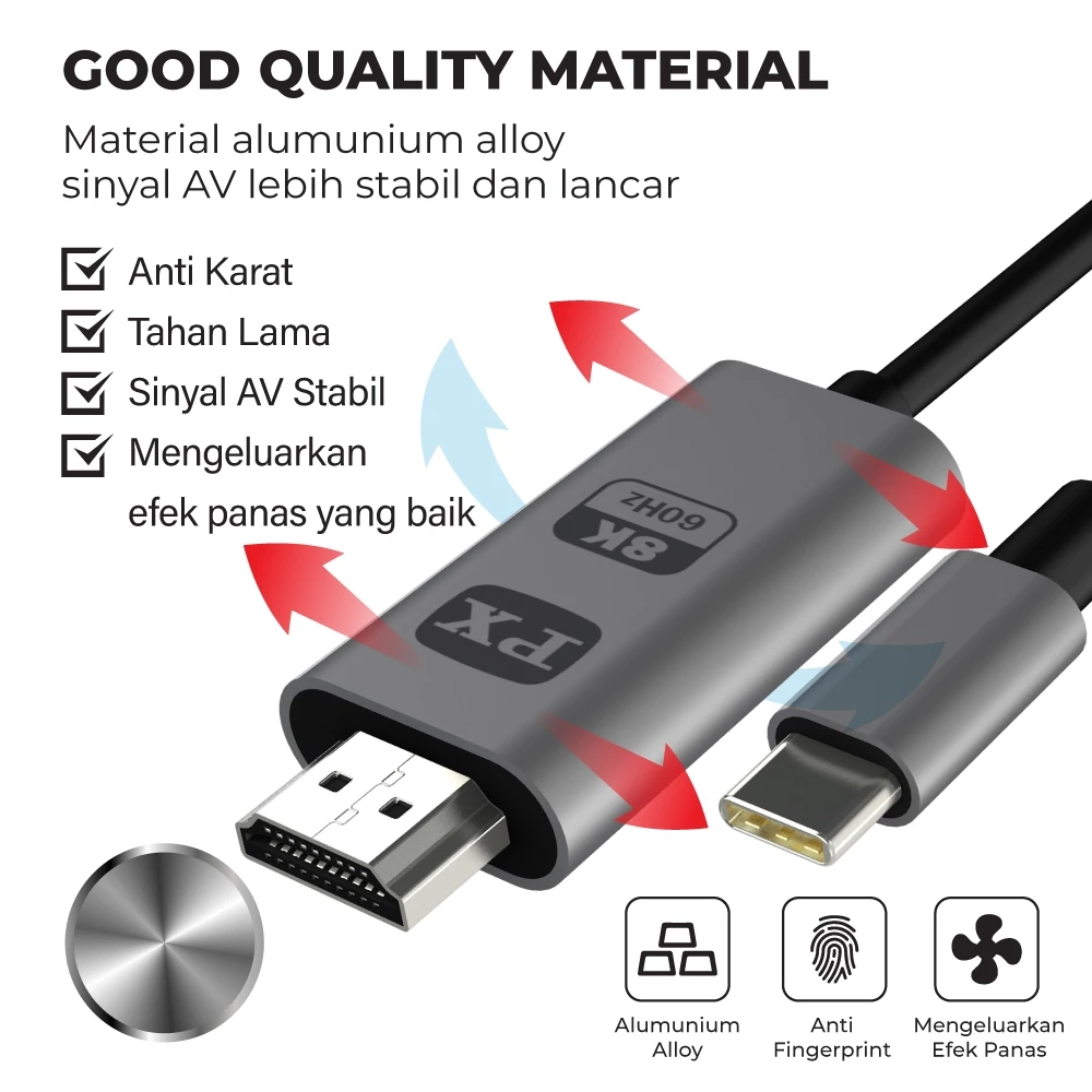 USB Type C to HDMI Converter Kabel MHL HP to TV 8K 2M PX MHA-8K60