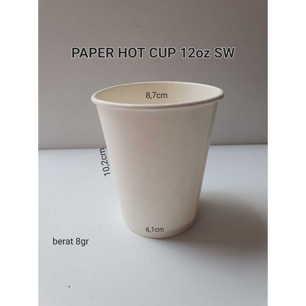 Jual PAPER HOT CUP 12 OZ SINGLE WALL TANPA TUTUP DIJUAL PER 50 PCS ...