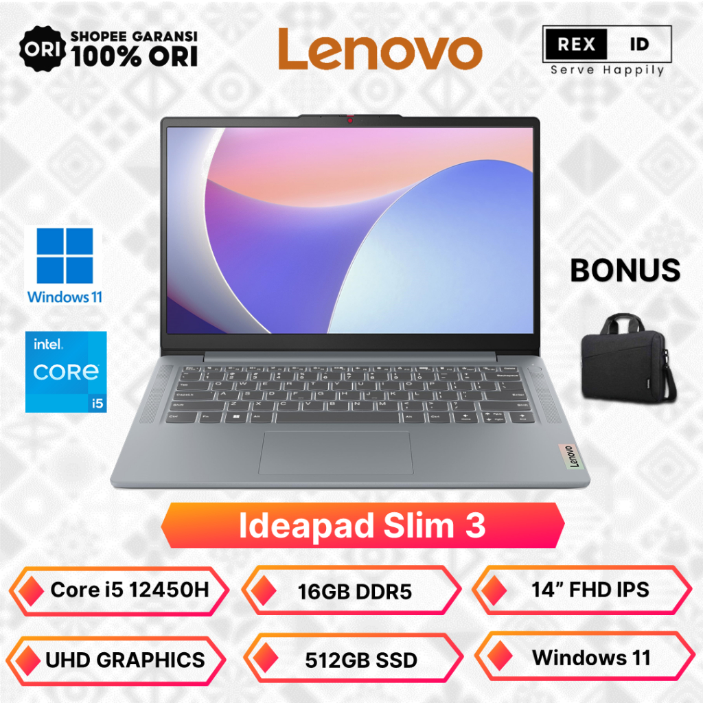 Jual Lenovo Ideapad Slim 3 14IAH8 Core i5 12450H 16GB 512GB 14