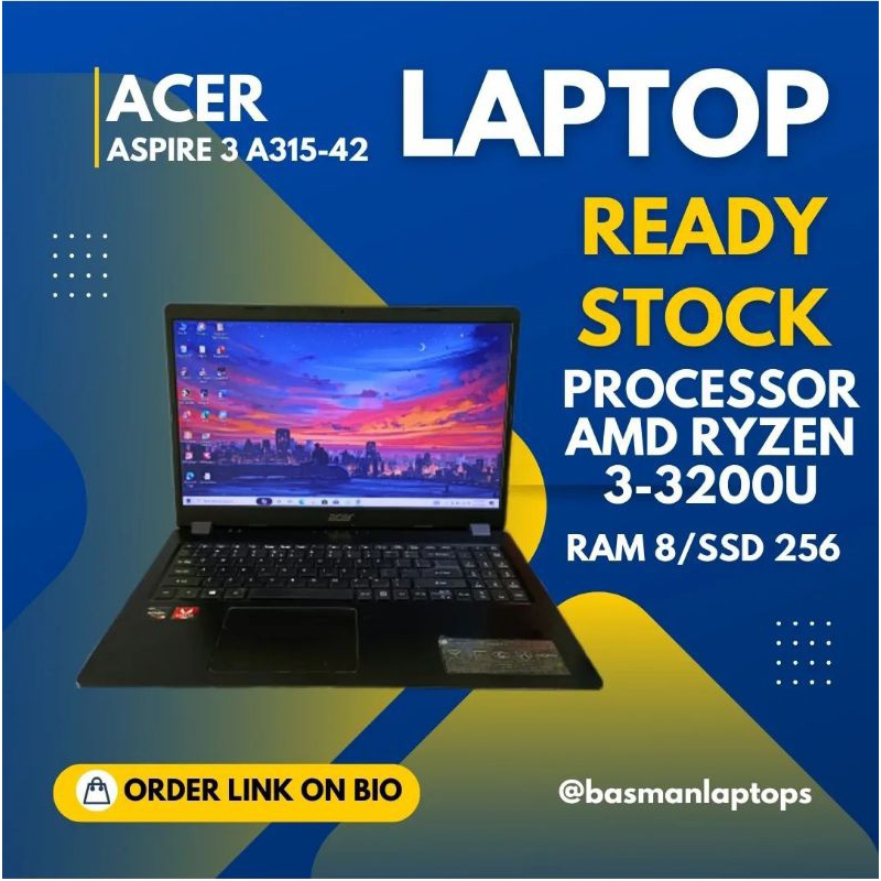 Jual LAPTOP ACER ASPIRE 3 A31542 AMD RYZEN 3 3300U RAM 8 SLIM PAKAI