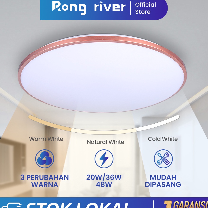 Jual Stok terbaru RONG RIVER 3 Warna Lampu Plafon Minimalis 48W 36W 2W ...