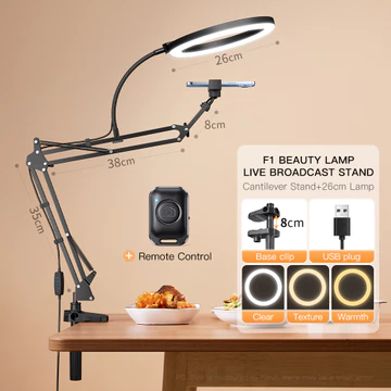 JOPREE F1A LED Ring Light Dudukan Meja Tripod Stand Smartphone For Video Makeup Food Selfie