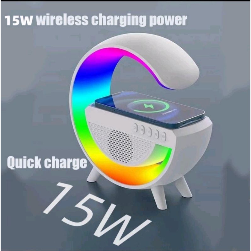 Jual Speaker Bluetooth LED Ambient Light Wireless Charger Lampu Meja ...