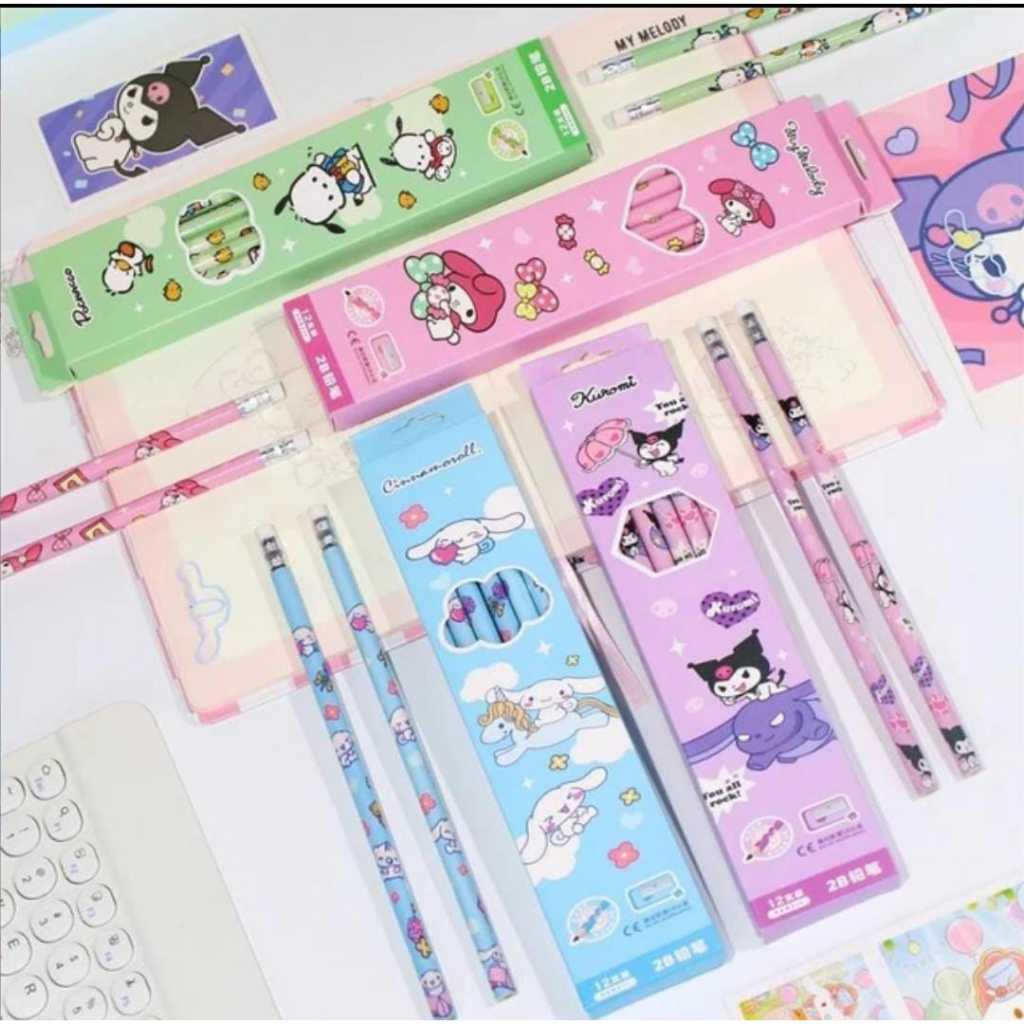 Jual LH 12 buah pensil Sanrio Kawaii Mymelody Kuromi Cinnamoroll Korea ...