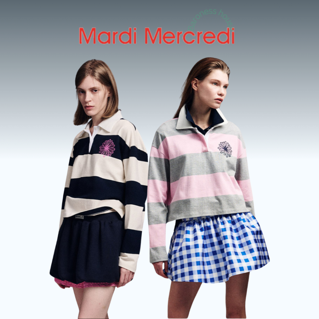 Jual Mardi Mercredi Rugby Shirt Stripe Flower | Shopee Indonesia
