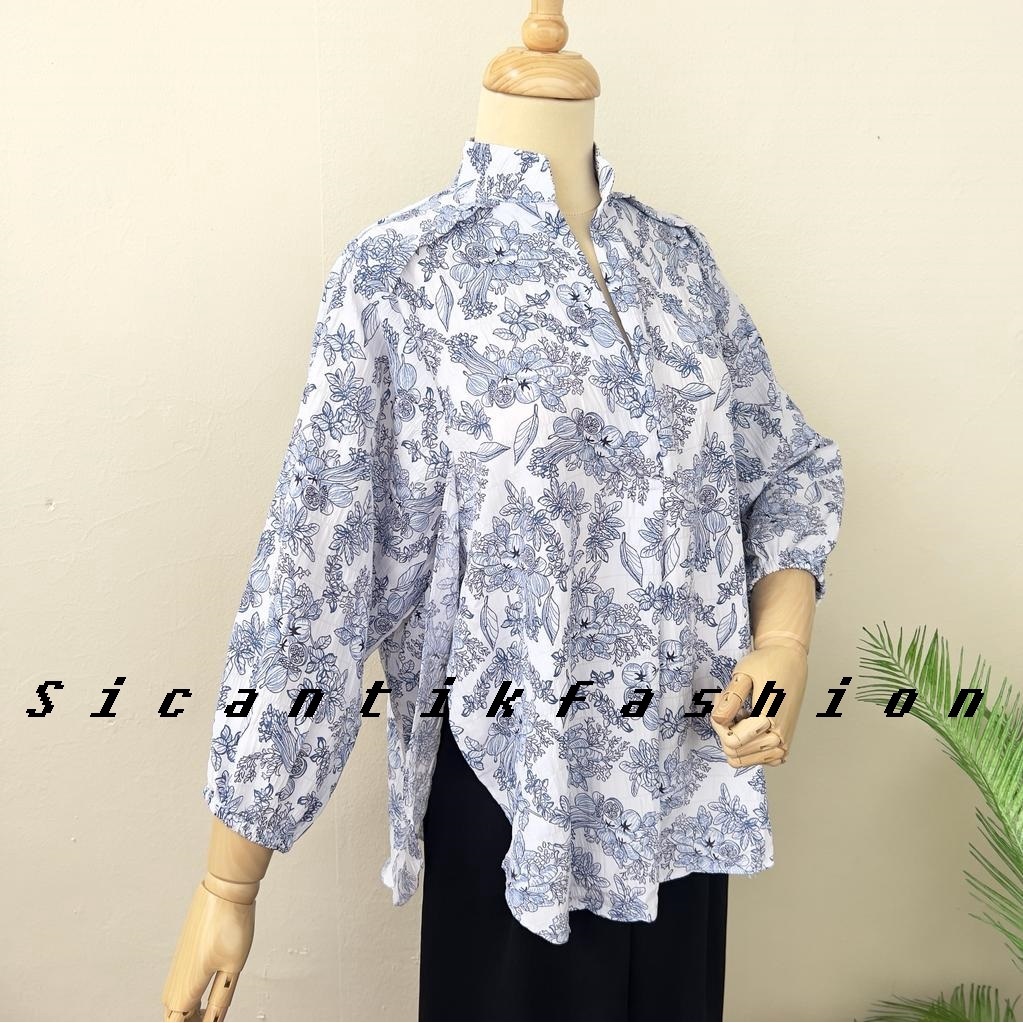 Jual Kemeja Blouse Wanita Lady Crush Kemeja Style Korea Blouse Motif Kringkel Shopee Indonesia