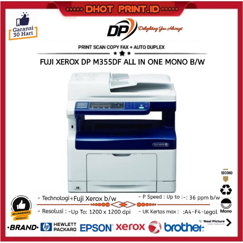 Jual Fuji Xerox Docuprint M355df Multifungsi Print Copy Scan Print Auto Duplex A4 F4 Shopee 0346