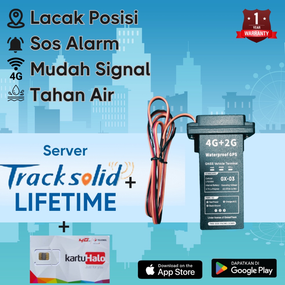 Jual KODE W86R GPS Tracker GX3 Tahan Air Jaringan 4GTracksolid Lifetime