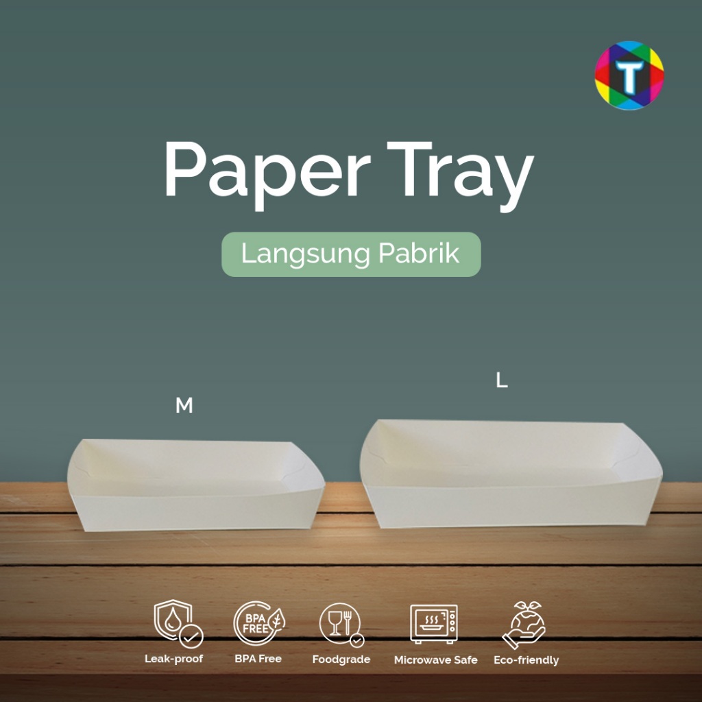Jual Paper Tray Dine In Laminasi M L Polos / Piring Kertas Makanan