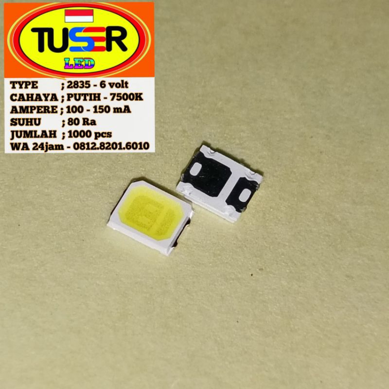 Jual CIP LED SMD TUSER 2835 1W VARIASI 6V 9V 12V 100 Biji | Shopee ...