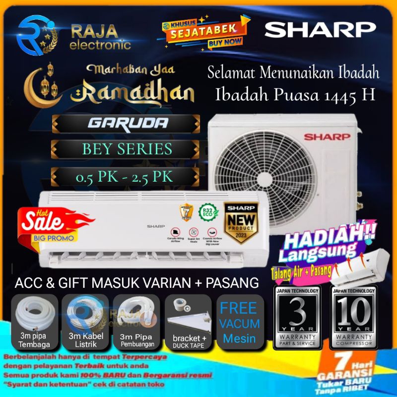 Jual AC Sharp 0.5 PK AH-05BEY GARUDA SERIES Gold Fin Low watt Super ...