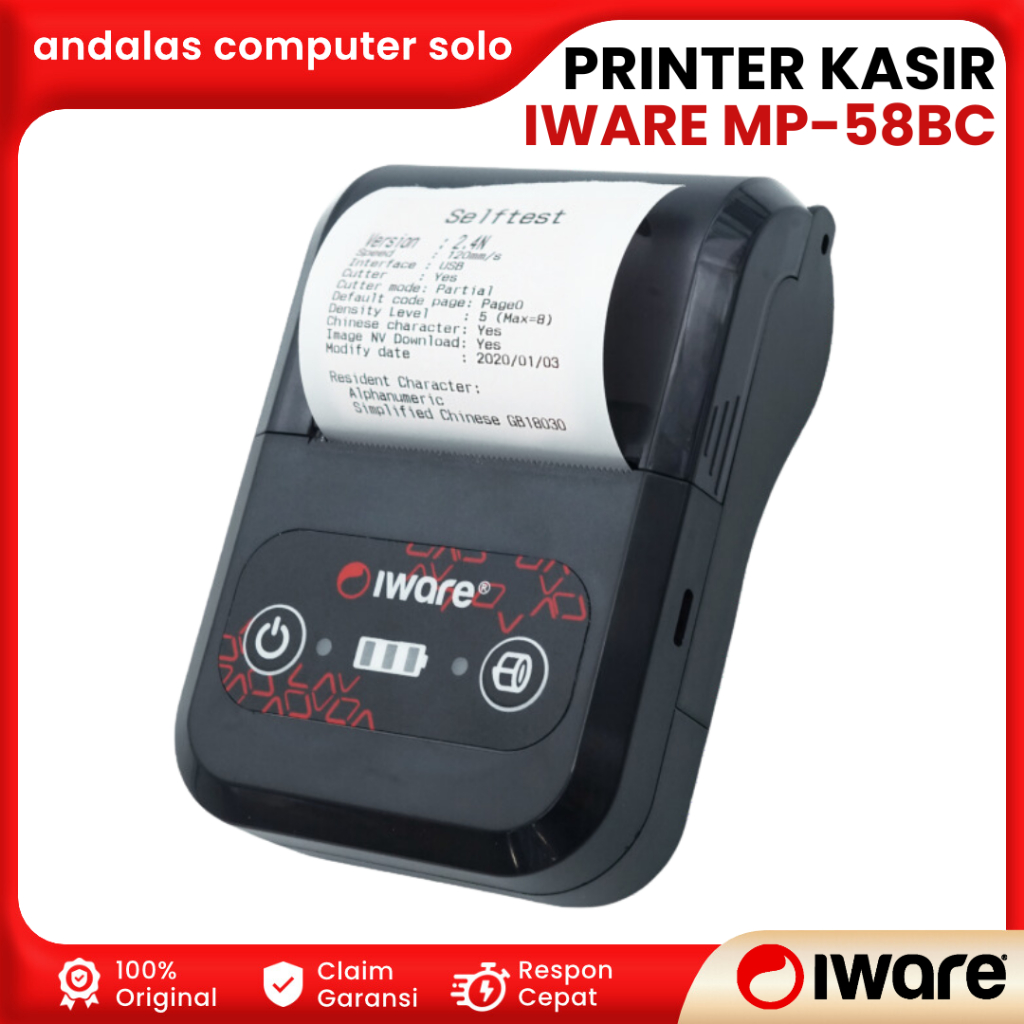 Jual PRINTER KASIR BLUETOOTH PRINTER NOTA MINI IWARE MP-58BC MP58BC ...