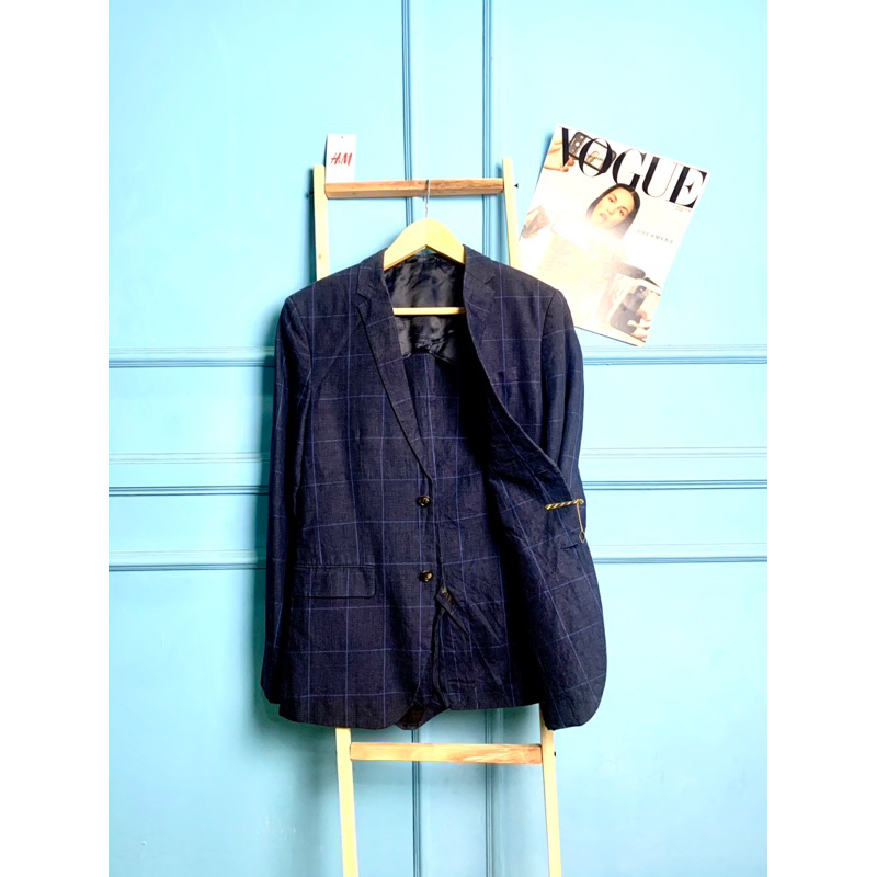 JAS PRIA H M TARTAN NAVY CASUAL BLAZER