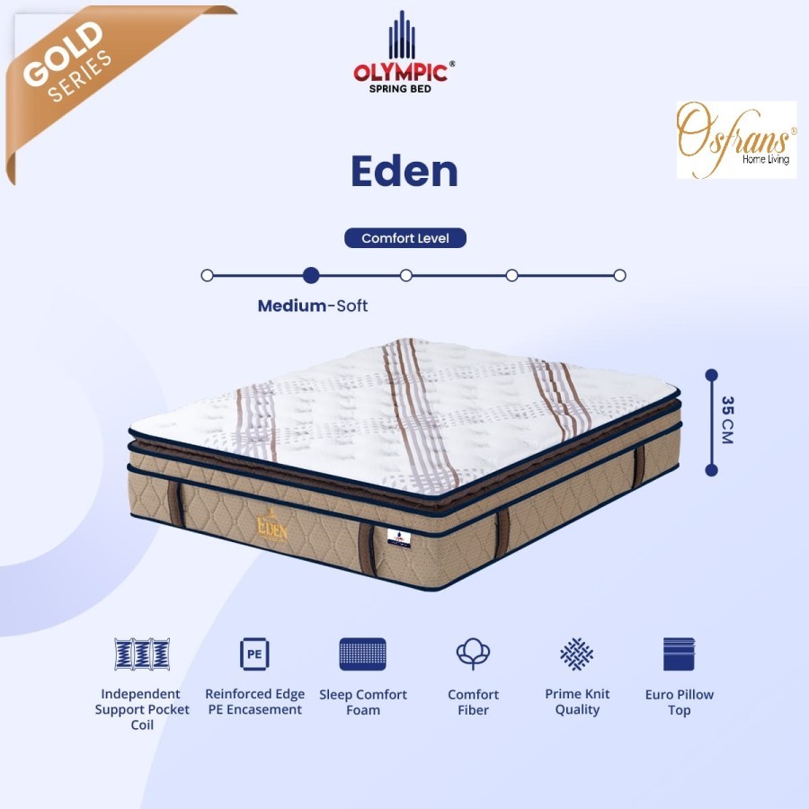 Jual Springbed Olympic/ Spring Pocket Euro Pillow Top Eden - | Shopee ...
