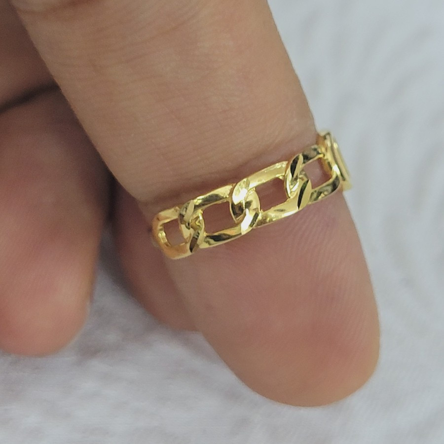 Jual cincin model setengah rantai variasi tanpa mata emas 70 % 70% 700 ...