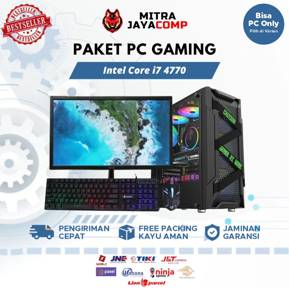 自作ゲーミングPC i7-4770/16GB/GTX1050Ti/SSD/HDD Jual PC Gaming Fullset intel core i7 4770 GTX 1050 TI HDD SSD Ram