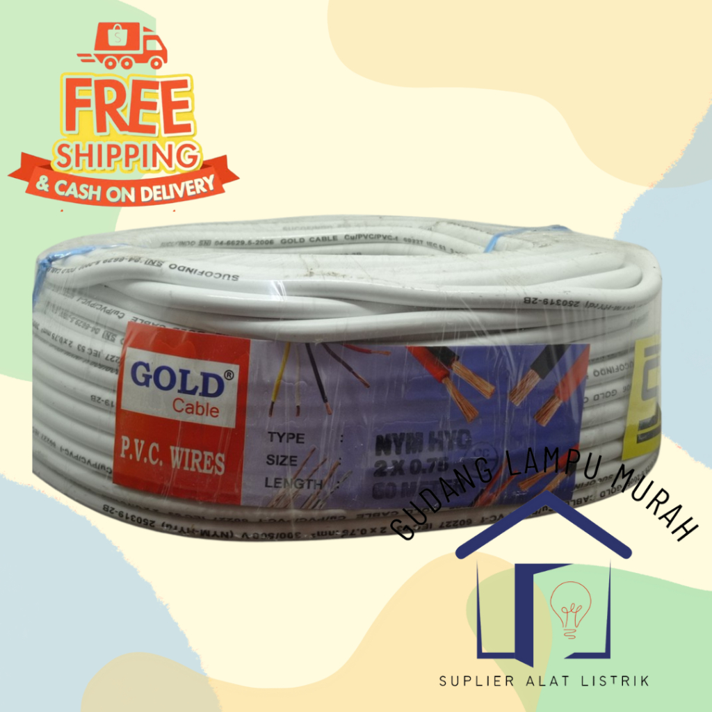 Jual Kabel Serabut NYM HYO 2x0.75mm HAKAMITSU / Gold SNI Kabel serabut ...