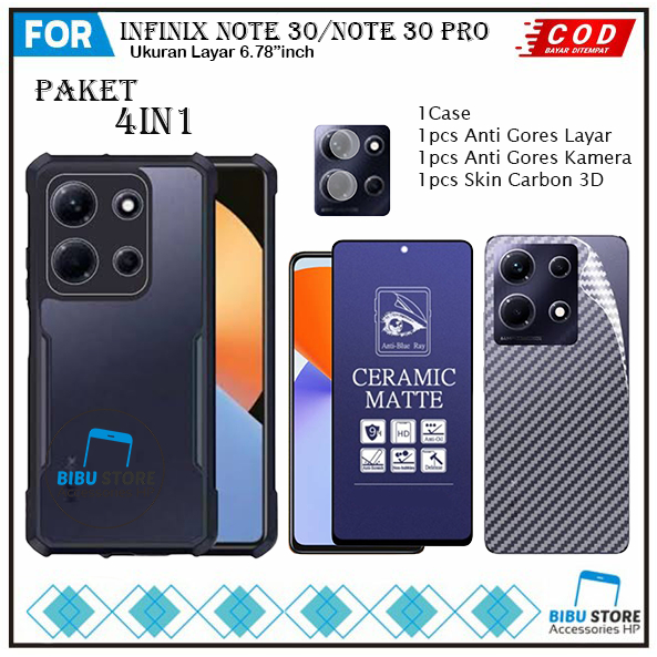 Jual Paket 4in1 Case Infinix Note 30 Note 30 Pro SoftCase Shockproof ...