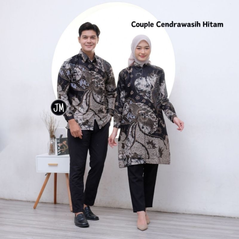 Jual Sarimbit Batik Motif Cendrawasih Hitam | Batik Couple Kekinian By