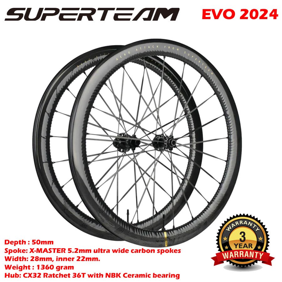Superteam Wheelset EVO Aero Attack Carbon Spoke Ratchet Ceramic