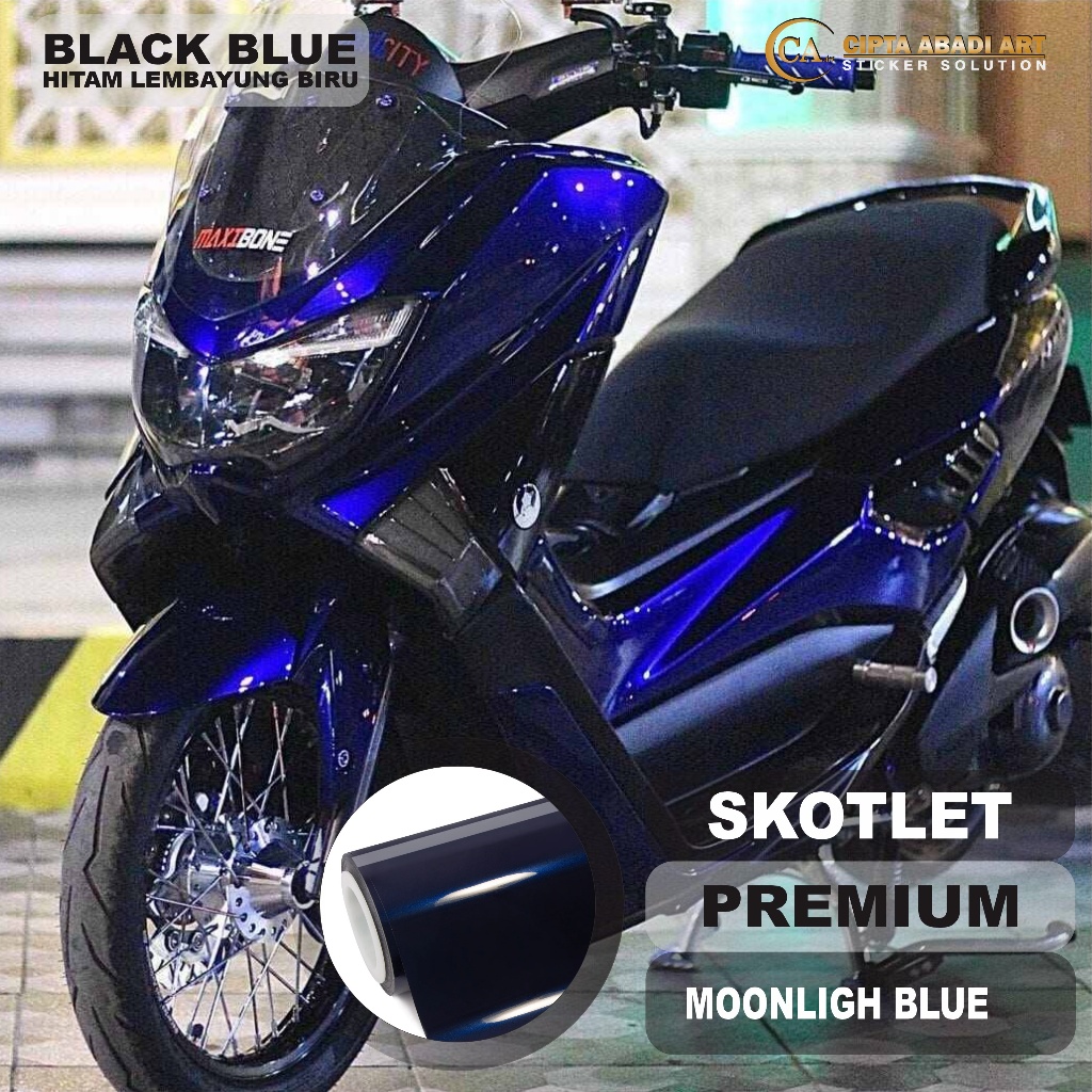 Jual Skotlet Stiker Motor Hitam Lembayung Biru Skotlet Moonlight Blue