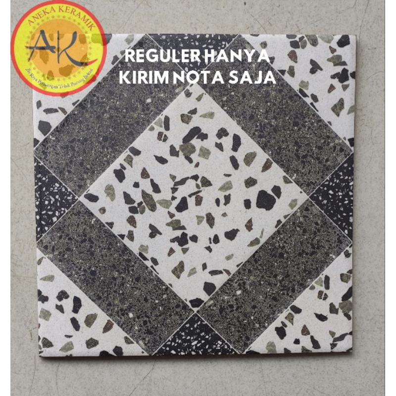 Jual Keramik Lantai 25x25 Motif Terrazo Dekoratif Kasar Teras Garasi