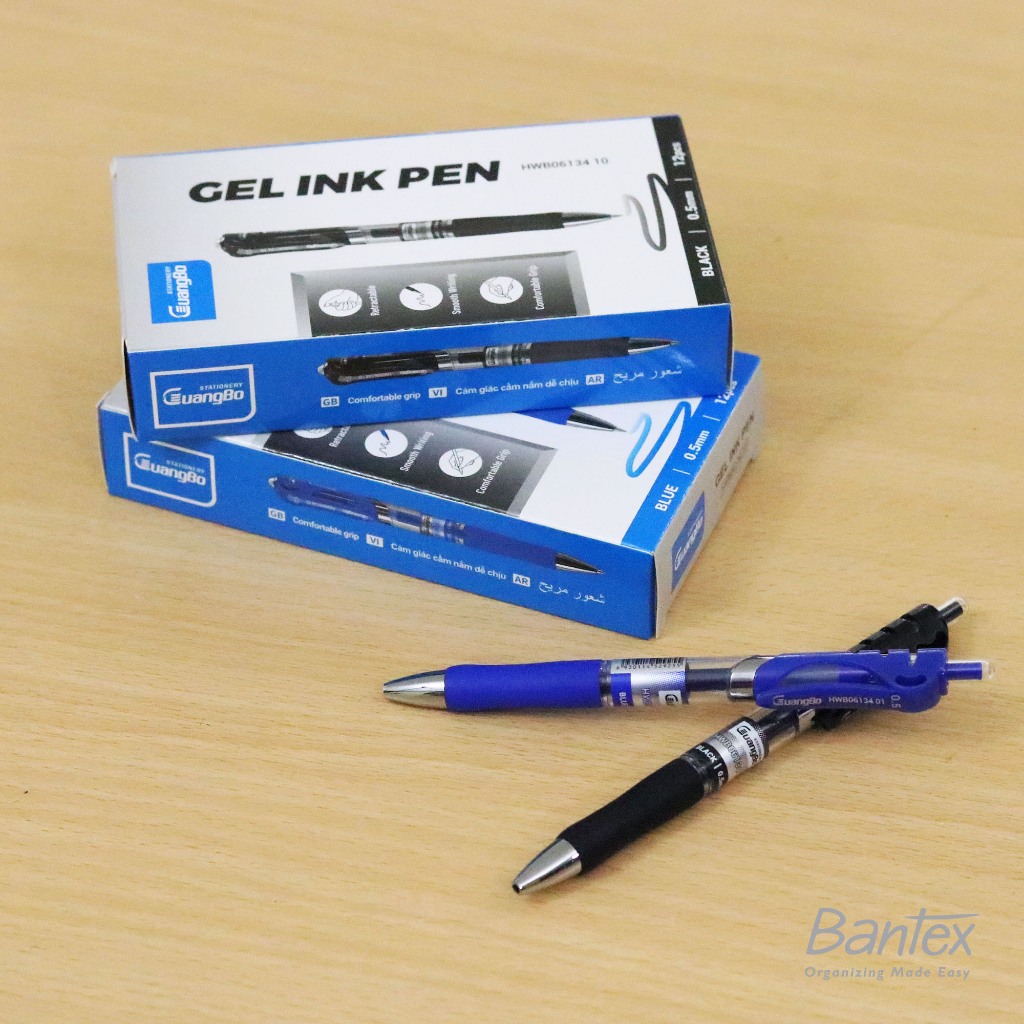GuangBo Gel Ink Pen Pulpen Cair Pena Gel Hitam/Biru 0.5mm (1 Pack) - HWB06134 (2)
