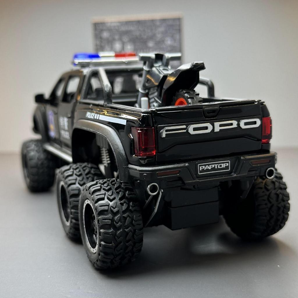 Jual (R052) Diecast 6x6 Beast Raptor Police + ATV, Dodge Ram 6x6 ...