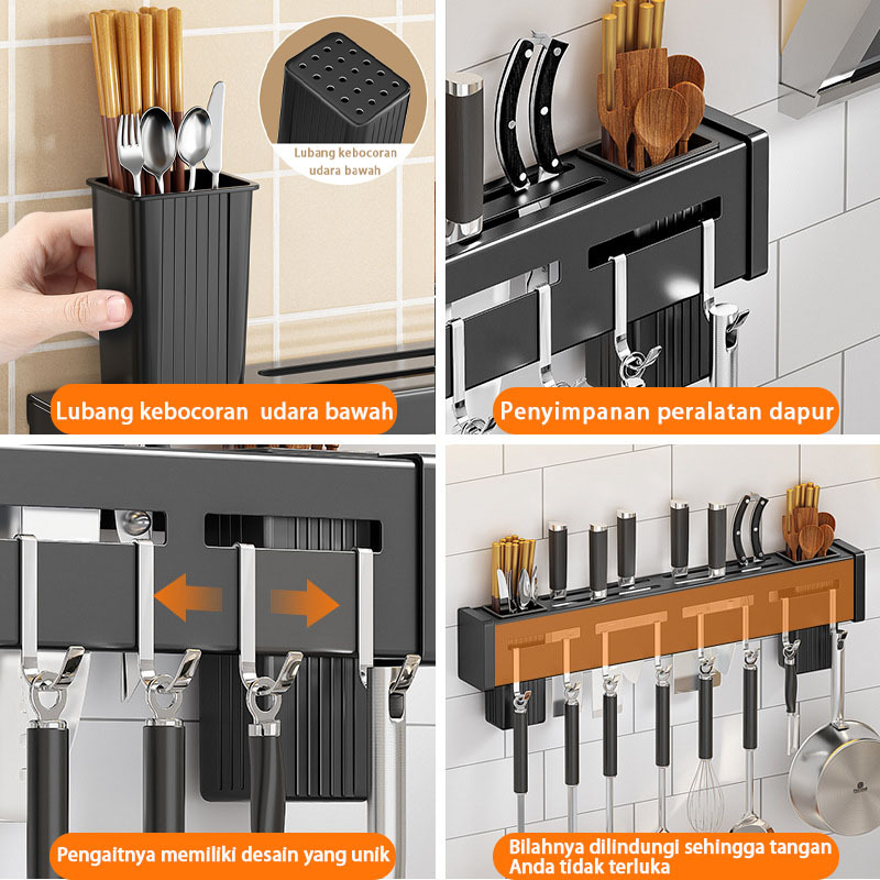Jual COD Nekoda Rak pisau dinding Dapur Stainless Steel gantungan alat ...