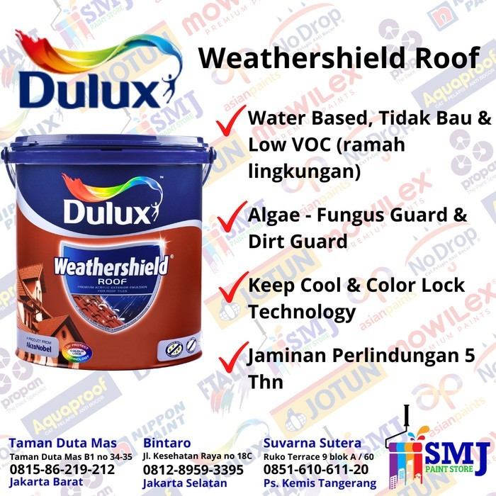 Jual CAT GENTENG WEATHERSHIELD ROOF PAINT DULUX 2,5 LITER | Shopee ...