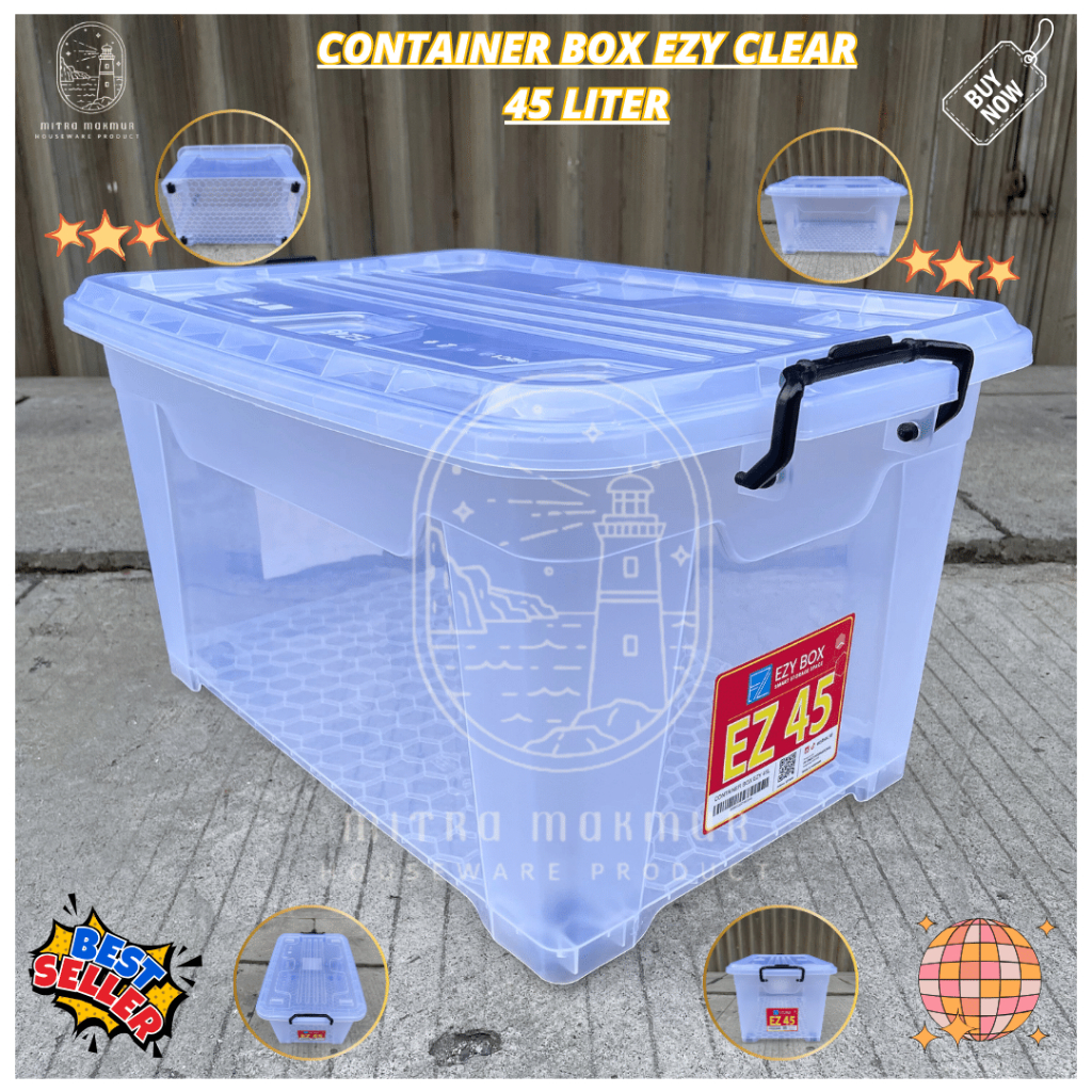 Jual Container Box Roda Shinpo 45 Liter Kontainer Box Tempat Penyimpanan Serbaguna Ezy Shinpo 6421