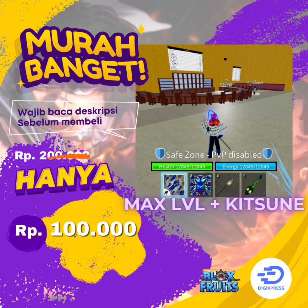 Jual Akun Blox Fruit Level Max   Kitsune Fruit / Mythical Fruit Akun