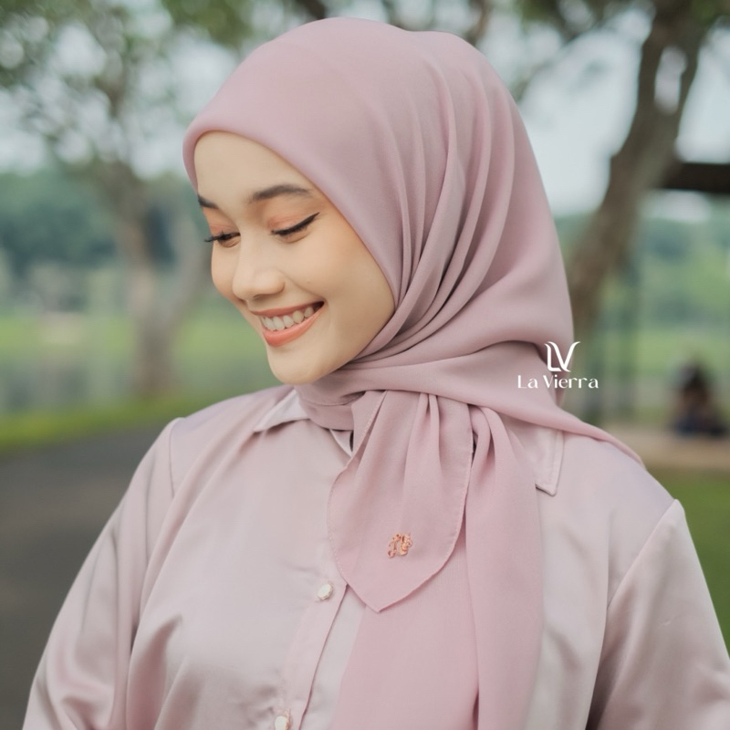Vierra Viscose Square Hijab - Abstract Flowers Mink