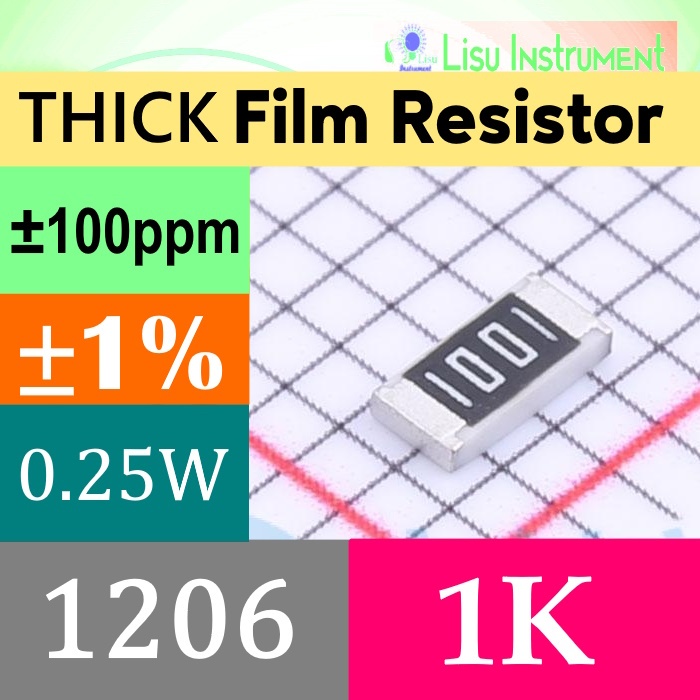 Jual 1K 1206 ±1% Thick Film Resistors SMD Chip Resistor 1001 102 1KΩ ...