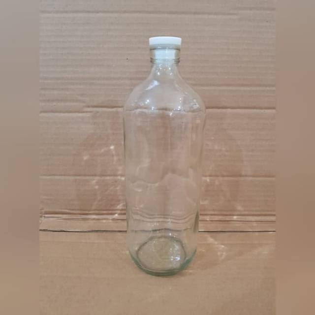 Jual Botol Kaca 1 Liter / 1000 ml (BARU) + TUTUP PUTIH (Bisa untuk Jus ...