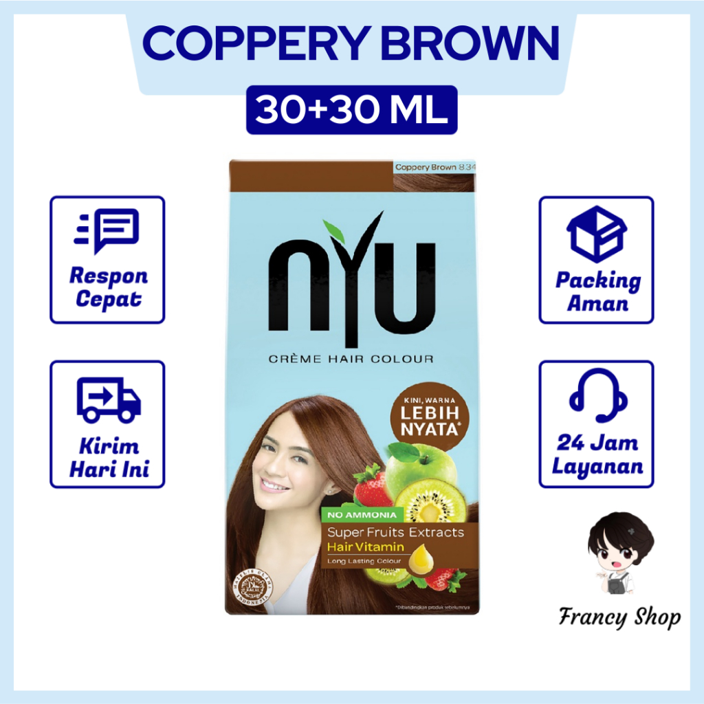 Jual Nyu Creme Hair Colour Coppery Brown Pewarna Rambut Coklat Ml