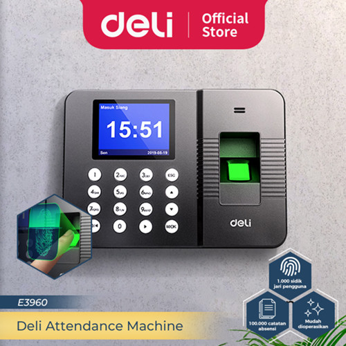 Deli Mesin Absensi Sidik Jari 1000 Kapasitas Fingerprint Attendance Machine Baha