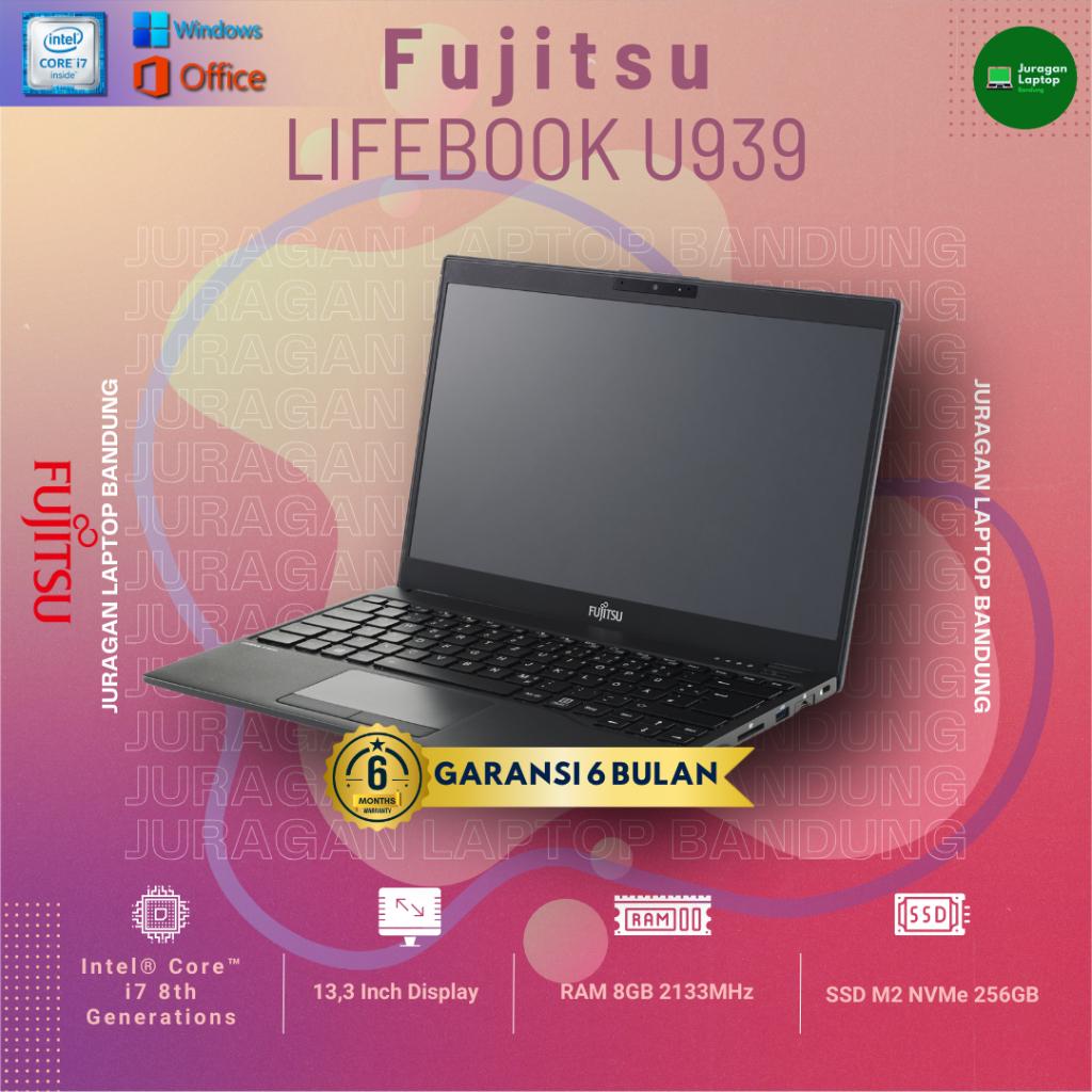 Jual Laptop Fujitsu U939 Intel® Core™ i7 Gen 8, RAM 8GB, SSD M2