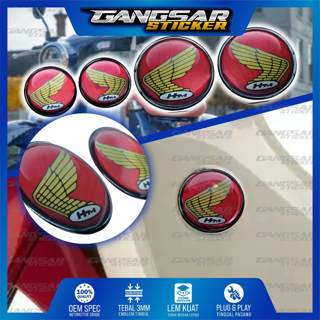 Jual Emblem Honda Retro bulat / Emblem Honda Redwings / Emblem honda ...