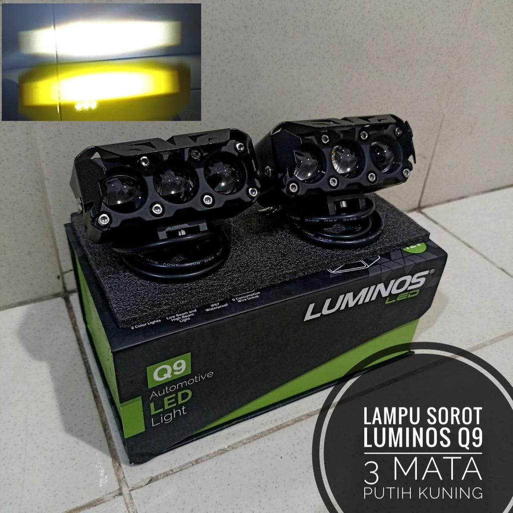 Jual Lampu sorot LUMINOS Q9 3 mata putih kuning | Shopee Indonesia