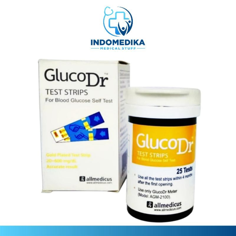 Jual Strip Gula darah Glucodr test strips / Gluco Dr isi 25 Biosensor