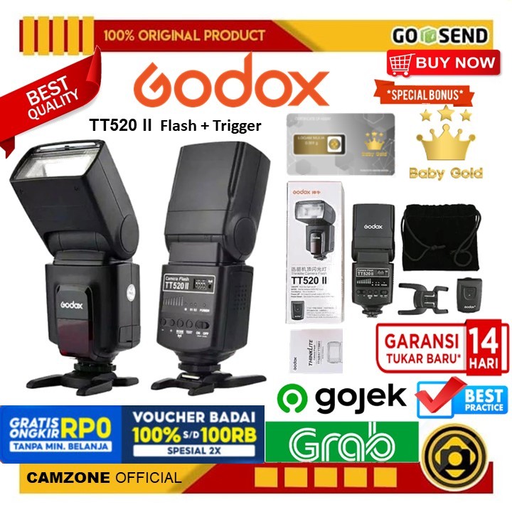Jual Godox TT520 II Camera Flash + Trigger Shopee Indonesia
