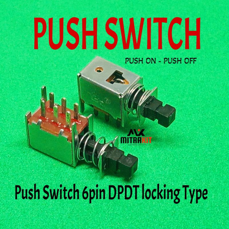 Jual Push switch 6pin dpdt latching type mixer Push switch on off ...