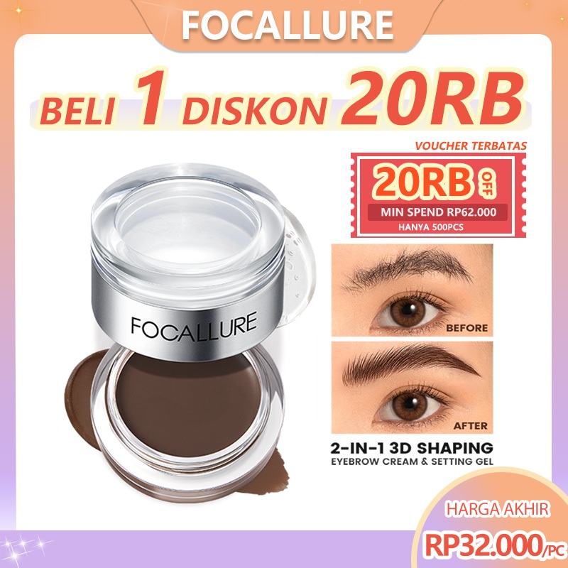 Jual Focallure Pro Shape 2 In 1 Waterproof Duo Eyebrow Cream Eyebrow Gellasting 3d Eyeliner 5478