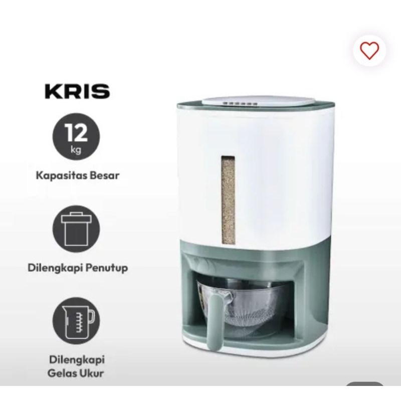 Jual kris dispenser beras tempat penyimpanan beras 12L dengan pengukur ...