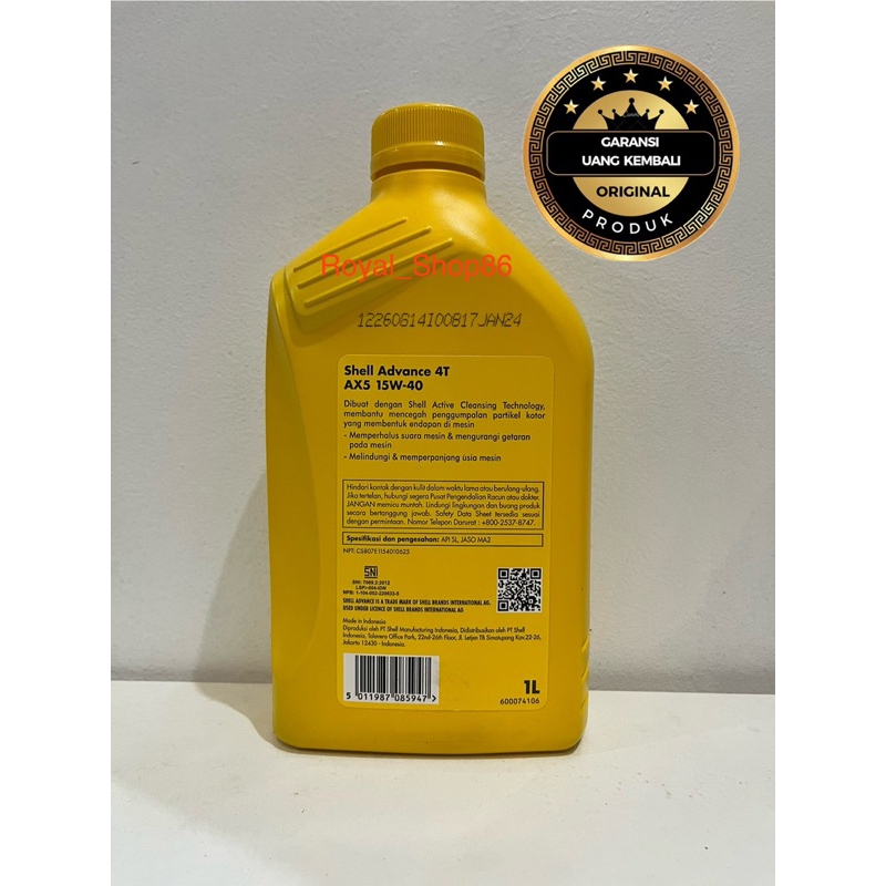 Jual OLI SHELL AX5 15W-40 1 LITER MOTOR SPORT 4TAK MOTOR LAMA VIXION ...