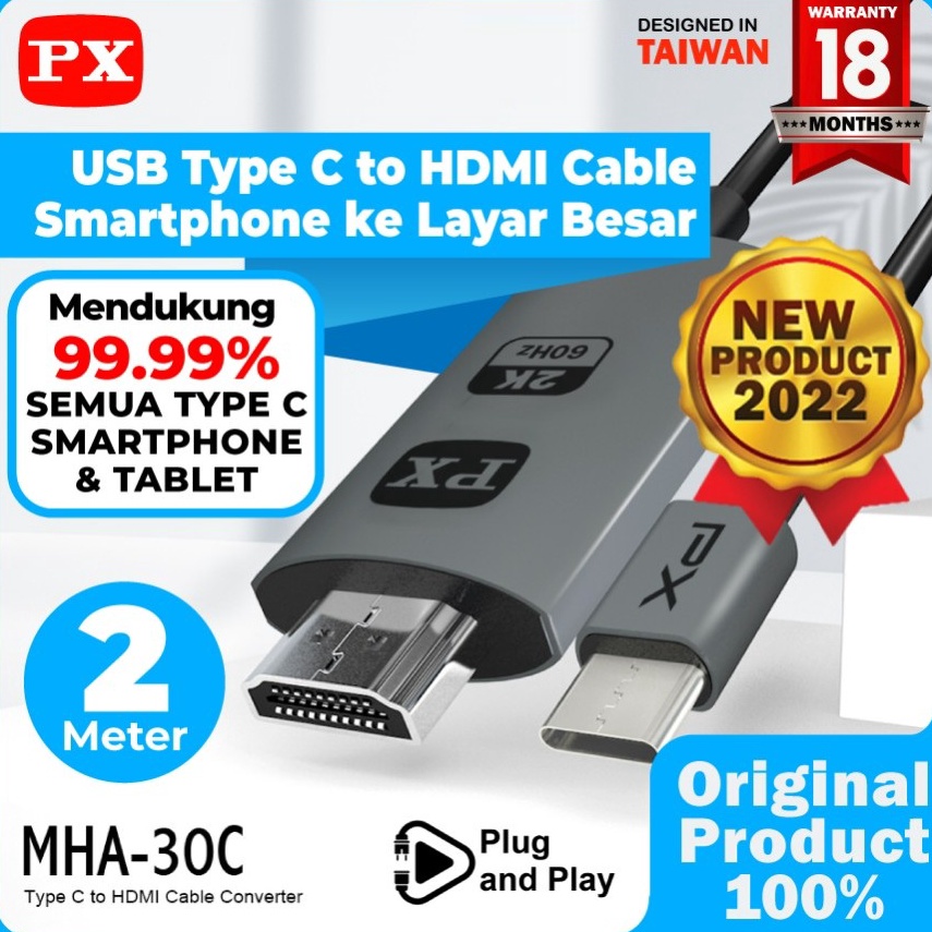 Jual Kabel Converter Mhl Mirroring Type C To Hdmi Px Mha C Shopee