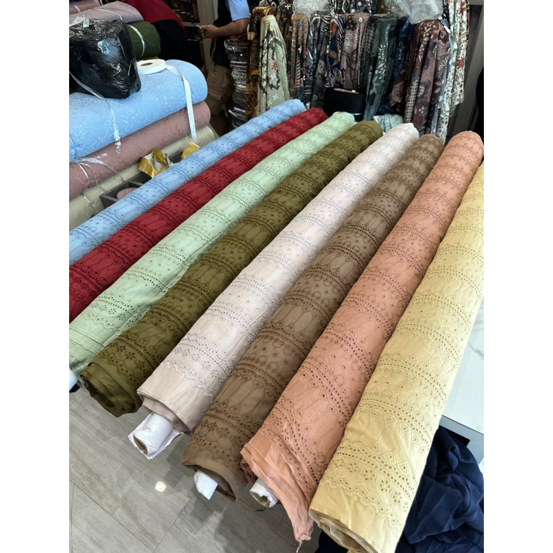 Jual Bahan kain katun bolong premium / bahan katbol / bahan dress