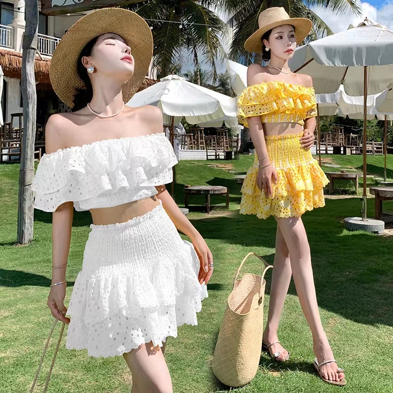 Jual JASMIN setelan crop top sabrina + mini skirt / korean summer set
