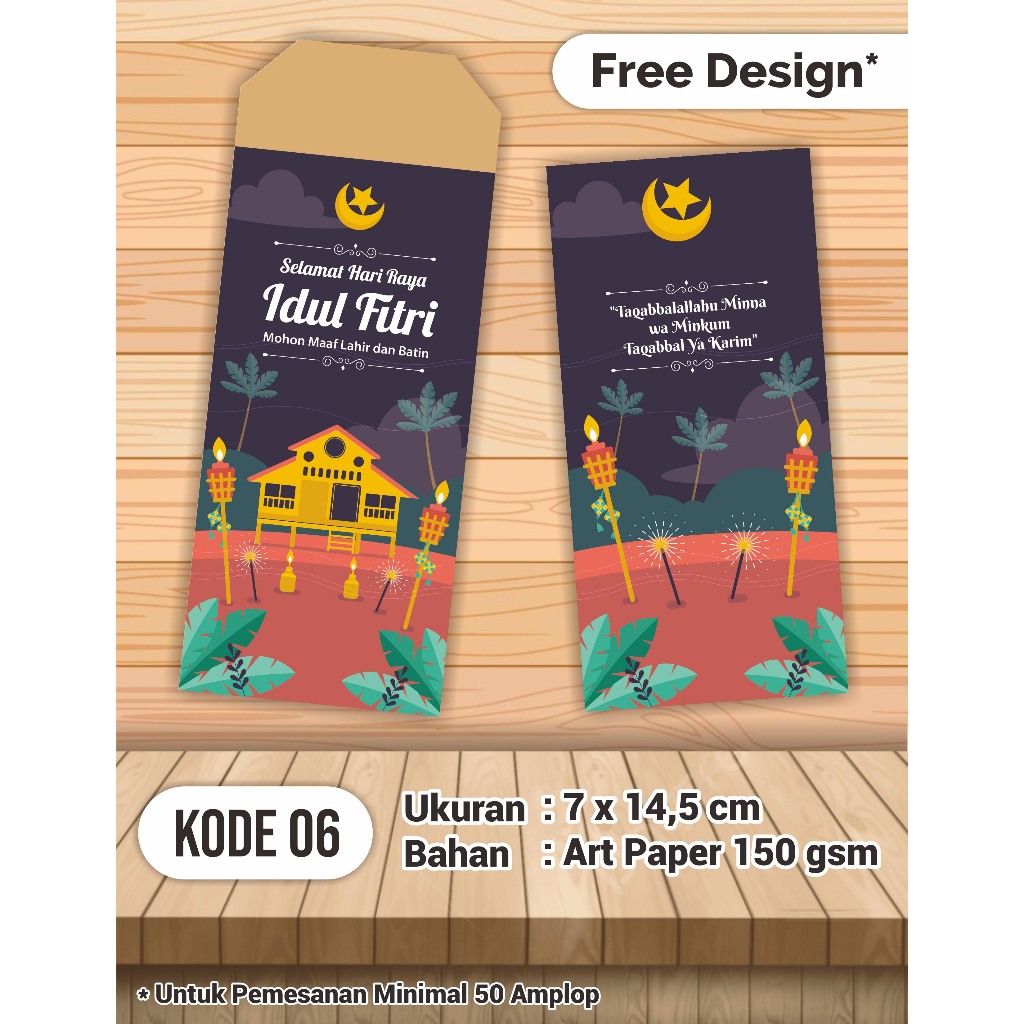 Jual FREE DESIGN Amplop besar uang lebaran idul fitri karakter lucu ...